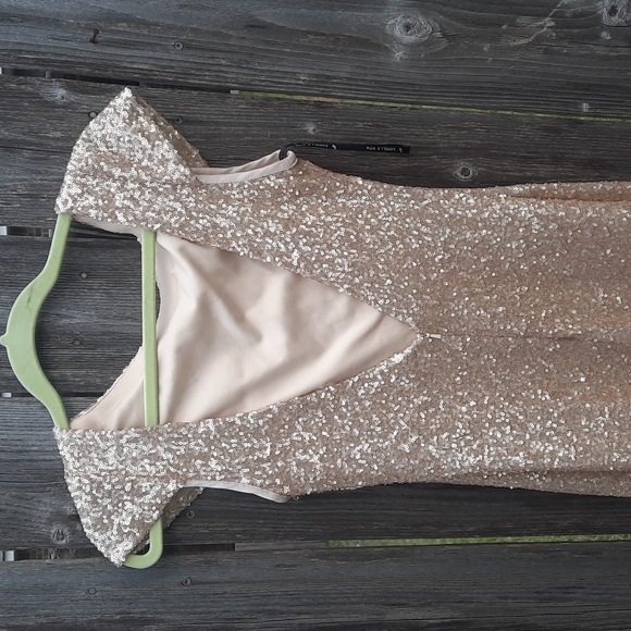 Sorella Vita SV Gold Sequin Dress Low Back Size 10 Gorgeous Gown Bridal Prom - Picture 15 of 16